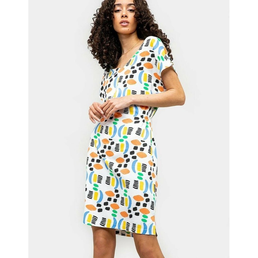 PEPALOVES Watercolor Funky Print Dress Lightweight Knee Length Sleeveless
